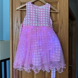 EUC Uporpor Pink Light-up Barbie Pink Short Sleeve Party Dress for Girls Size 6Y